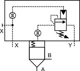 Remote pilot logic valve symbol